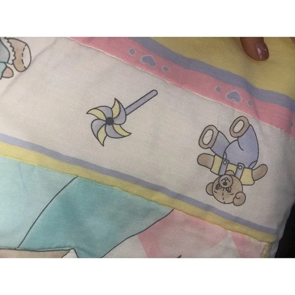 Vintage Baby Bear, Bunny And pinwheel Baby And toddler Comforter TOTE 2 - Picture 4 of 6